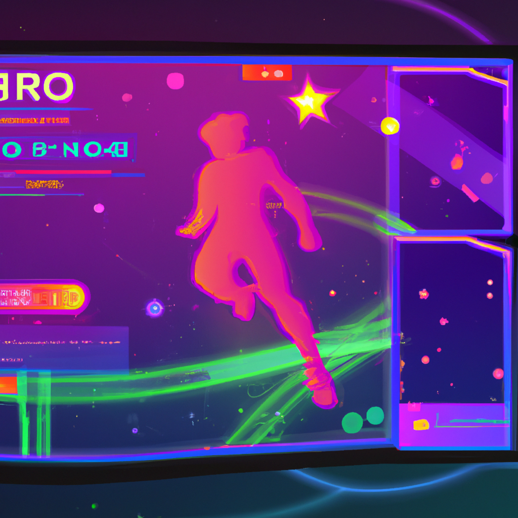 PulseArcade hero — neon arena, player silhouette